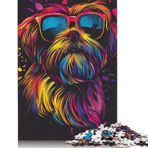 Shih Tzu Neon-Puzzle für Erwachsene und Jugendliche, 1000 Teile, Holzpuzzles für Erwachsene, Puzzles für Jugendliche ab 12 Jahren, 1000 Teile (75 x 50 cm) von TBDUEPS