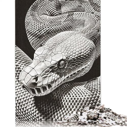 Snake Python Vintage Puzzle 1000 Teile Schwer Puzzle Spielzeug Lernspiel Impossible Herausforderungsspielzeug Für Erwachsene Kinder 1000pcs (75x50cm) von TBDUEPS