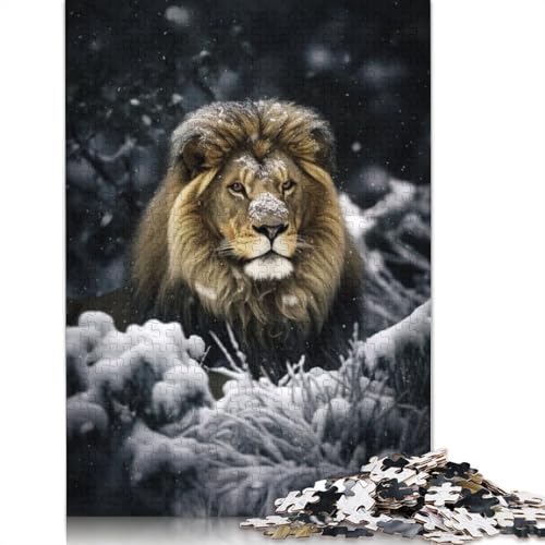 Snow Lion Puzzle 1000-teilige Schwer Puzzle Spielzeug Lernspiel Impossible Herausforderungsspielzeug Für Erwachsene Kinder 1000pcs (75x50cm) von TBDUEPS