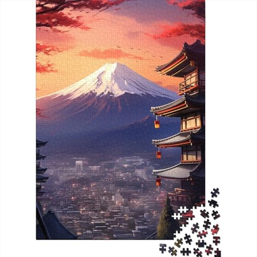 Sonnenuntergang am Berg Fuji, Puzzle für Teenager, 1000 Teile, Puzzle, Denksportaufgaben für Erwachsene, 1000 Teile (38 x 26 cm) von TBDUEPS