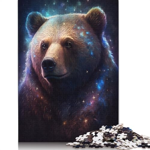 Space Art Braunbär-Puzzle, Dekompressionsspielzeug, rechteckiges Papierpuzzle für Kinder und Erwachsene ab 12 Jahren, 1000 Teile (75 x 50 cm) von TBDUEPS