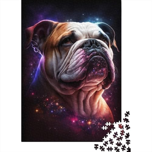 Space Colour Bulldog Puzzle, Lernspiele, Familienaktivitäten, Premium-Karton-Puzzle für Frauen und Männer, 300 Teile (40 x 28 cm) von TBDUEPS