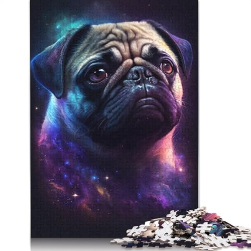 Space Colour Pug Puzzle DIY Spiel Papier Rechteckiges Puzzle für Jungen oder Mädchen Geburtstagsgeschenk 1000 Teile (75x50cm) von TBDUEPS