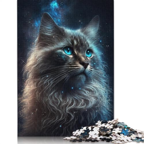 Space Cosmic Cat Puzzle, DIY-Spiel, Premium-Karton-Puzzle für Damen und Herren, 1000 Teile (75 x 50 cm) von TBDUEPS