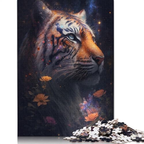 Space Tiger Flowers Puzzle-Spielzeug, Lernspiel, Premium-Karton-Puzzle für Erwachsene und Kinder, 1000 Teile (75 x 50 cm) von TBDUEPS