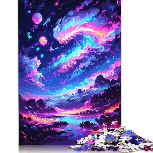 Space and Beautiful Land Puzzle 1000 Teile Schwer Puzzle Spielzeug Lernspiel Impossible Herausforderungsspielzeug Für Erwachsene Kinder 1000pcs (75x50cm) von TBDUEPS