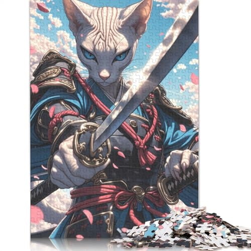 Sphynx Cat Samurai Puzzles 1000 Teile Schwer Puzzle Spielzeug Lernspiel Impossible Herausforderung Spielzeug Für Erwachsene Kinder 1000pcs (75x50cm) von TBDUEPS
