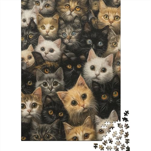 Süßes Katzen-Puzzle, lustiges Puzzle aus hochwertigem Karton für Jungen oder Mädchen, 70 x 50 cm/1000 Teile von TBDUEPS