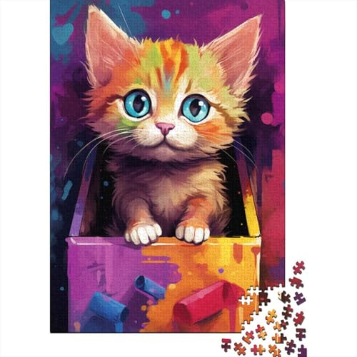 Süßes Katzenpuzzle für Erwachsene und Jugendliche, 1000 Teile, Holzpuzzle für Teenager, Geschenke, Denksportspiel, 1000 Teile (38 x 26 cm) von TBDUEPS