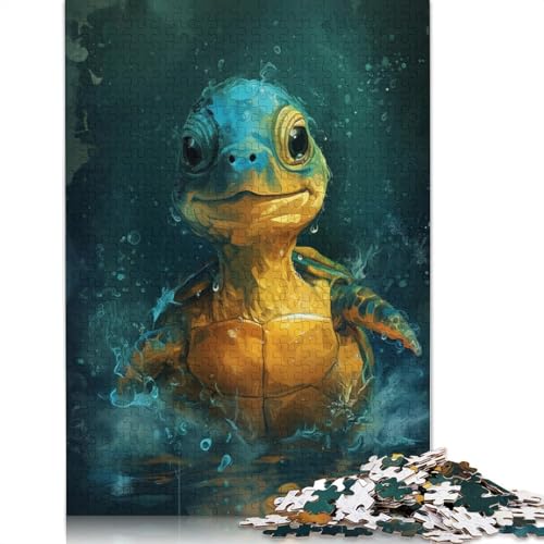 Süßes kleines gelbes Schildkröten-Puzzle für Teenager, 1000 Teile, Puzzle, Denksportaufgaben für Erwachsene, 1000 Teile (75 x 50 cm) von TBDUEPS
