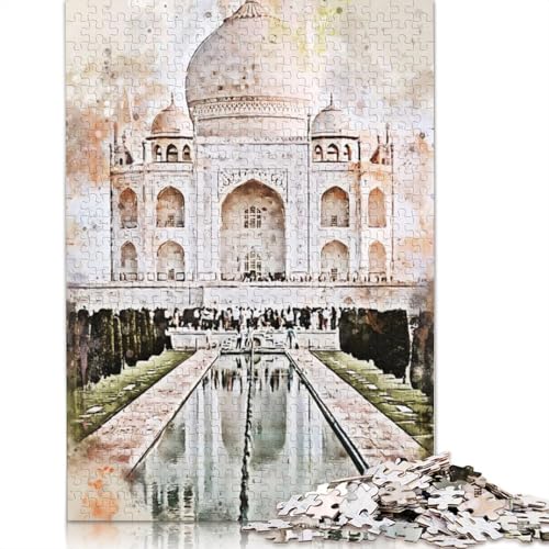 Taj Mahal in Aquarell, Puzzles für Erwachsene, 1500 Teile, Holzpuzzles für Teenager, Geschenke, Lernspiel für Erwachsene und Teenager, 1500 Teile (85 x 57 cm) von TBDUEPS