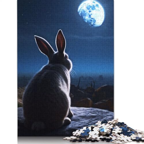 The Rabbit Stares The Moon Puzzles 1000 Teile Schwer Puzzle Spielzeug Pädagogisches Spiel Impossible Herausforderung Spielzeug Für Erwachsene Und Kinder Ab 14 Jahren 1000pcs (38x26cm) von TBDUEPS