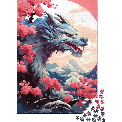 Tierisches, buntes Drachenpuzzle für Erwachsene, 1000 Teile, Holzpuzzles für Erwachsene, Puzzles für Jugendliche ab 12 Jahren, (38 x 26 cm) von TBDUEPS