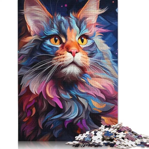 Tierkatze Bunte Puzzles 1000 Teile Holzpuzzles für Erwachsene und Teenager Familienspiel 1000 Stück (75 x 50 cm) von TBDUEPS