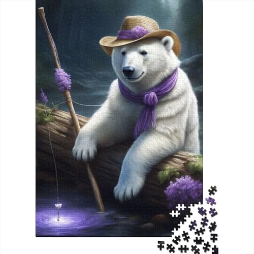 Tierkunst, Eisbär, 1000 Teile, Holzpuzzle für Erwachsene, Puzzle, Lernspiel, Herausforderungsspielzeug, 1000 Teile (38 x 26 cm) von TBDUEPS