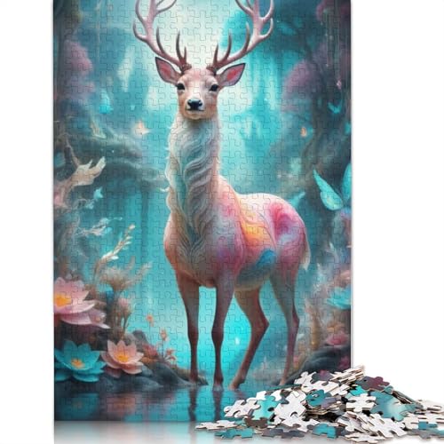 Tierkunst-Elch, 1000 Teile, Holzpuzzle für Erwachsene, Puzzle, Lernspiel, Herausforderungsspielzeug, 1000 Teile (75 x 50 cm) von TBDUEPS