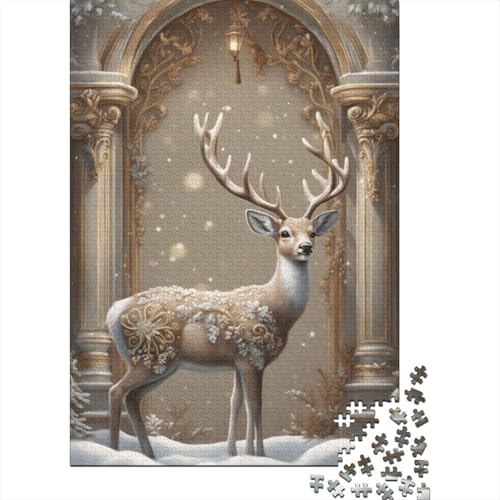 Tierkunst-Elch, 1000-teiliges Puzzle, Holzpuzzle für Teenager, lustiges Puzzle, 1000 Teile (38 x 26 cm) von TBDUEPS