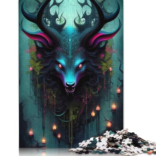 Tierkunst-Elch-Puzzles 1000 Teile, Holzpuzzles für Erwachsene und Teenager, Familienspiel, 1000 Stück (75 x 50 cm) von TBDUEPS