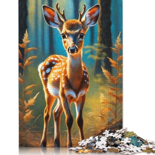 Tierkunst-Elch-Puzzles 1000 Teile, Holzpuzzles für Erwachsene und Teenager, Familienspiel, 1000 Stück (75 x 50 cm) von TBDUEPS