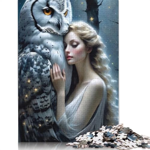 Tierkunst-Eule, 1000-teiliges Puzzle für Teenager, Geschenke, Holzpuzzle, Puzzle für Erwachsene, Lernspiele für Zuhause, DIY-Spielzeug, 1000 Teile (75 x 50 cm) von TBDUEPS