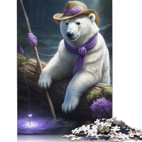 Tierkunst-Holzpuzzle mit Eisbärenmotiv, 1000 Teile, Puzzle für Erwachsene, Lernspiel, Herausforderungsspielzeug, 1000 Teile (75 x 50 cm) von TBDUEPS