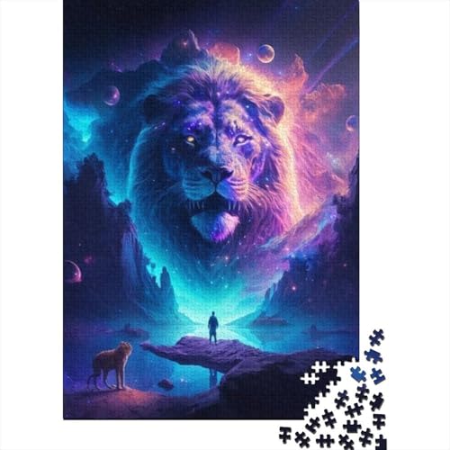 Tierkunst-Löwe, 1000-teiliges Puzzle für Teenager, Geschenke, Holzpuzzle, Puzzle für Erwachsene, Lernspiele für Zuhause, DIY-Spielzeug, 1000 Teile (38 x 26 cm) von TBDUEPS