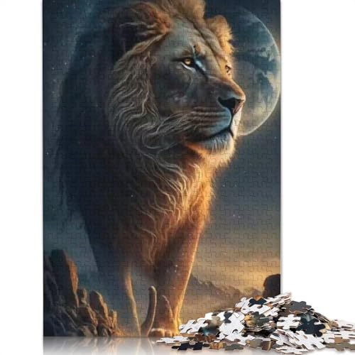Tierkunst-Löwe-Holzpuzzle, 1000 Teile, Puzzle für Erwachsene, Lernspiel, Herausforderungsspielzeug, 1000 Stück (75 x 50 cm) von TBDUEPS