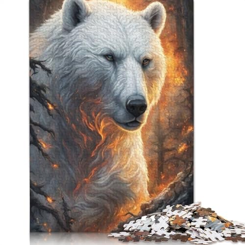 Tierkunst-Puzzle mit 1000 Teilen, Eisbär, Holzpuzzle für Teenager, lustige Puzzles, 1000 Teile (75 x 50 cm) von TBDUEPS