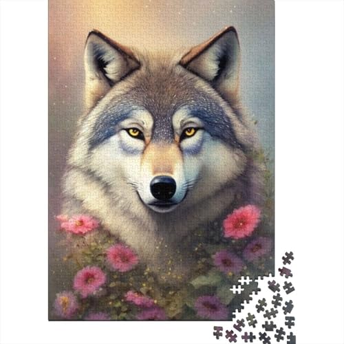 Tierkunst-Wolf-Holzpuzzle, 1000 Teile, Puzzle für Erwachsene, Lernspiel, Herausforderungsspielzeug, 1000 Teile (38 x 26 cm) von TBDUEPS