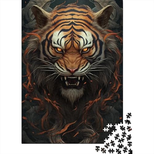 Tiertiger, 1000 Teile, Holzpuzzle für Erwachsene, Puzzle, Lernspiel, Herausforderungsspielzeug, 1000 Teile (38 x 26 cm) von TBDUEPS