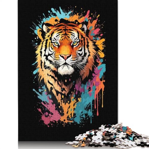 Tiger Head Graffiti Puzzles 1000 Teile Schwer Puzzle Spielzeug Lernspiel Impossible Herausforderung Spielzeug Für Erwachsene Kinder 1000pcs (75x50cm) von TBDUEPS