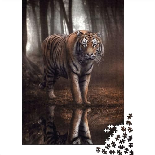 Tiger Stare Puzzles 1000-teiliges Puzzle für Erwachsene, Unmögliches Puzzle, Holzspielzeug, herausforderndes Puzzlespiel, 1000 Teile (75 x 50 cm) von TBDUEPS