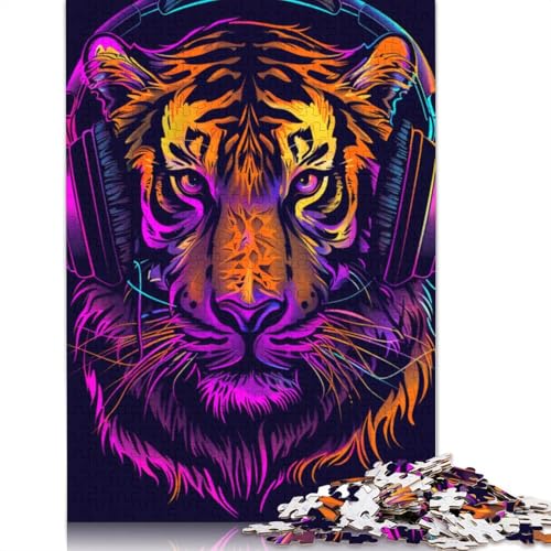 Tiger mit Kopfhörern, Puzzle für Erwachsene, 1000 Teile, Puzzle für Teenager ab 12 Jahren, 1000 Teile (75 x 50 cm) von TBDUEPS