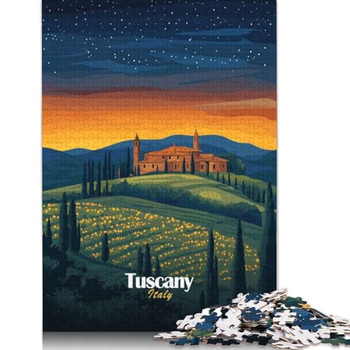 Toskanisches Sonnenuntergangslandschafts-Puzzle für Erwachsene und Jugendliche, 1000 Teile, Puzzles für Erwachsene, Puzzles, Heimdekoration, Puzzlespielzeug, 1000 Teile (75 x 50 cm) von TBDUEPS