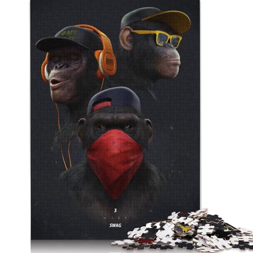 Trhee Wise Swag Puzzle 1000 Teile für Erwachsene, Holzpuzzles, Gehirntraining, Herausforderungsspiel, Unterhaltungsgeschenke, Familienaktivität, 1000 Stück (38 x 26 cm) von TBDUEPS