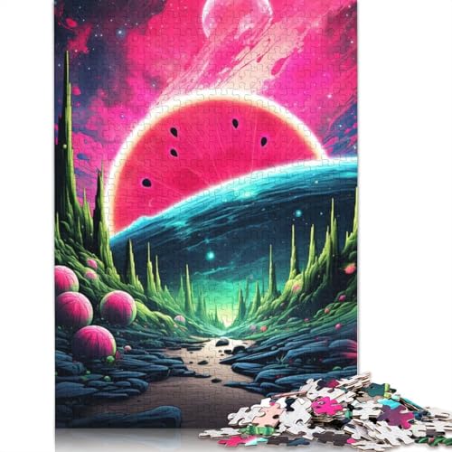 Universe Watermelon Moon Puzzles 1000-teilige Schwer Puzzle Spielzeug Lernspiel Impossible Herausforderungsspielzeug Für Erwachsene Und Kinder in Bewährter 1000pcs (75x50cm) von TBDUEPS