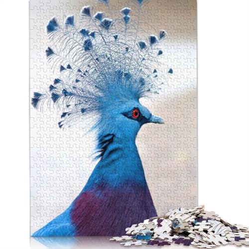 Victoria Crowned Pigeon Puzzle 1000 Teile Schwer Puzzle Spielzeug Lernspiel Impossible Herausforderungsspielzeug Für Erwachsene Kinder 1000pcs (38x26cm) von TBDUEPS