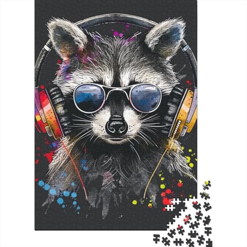 Waschbär mit Kopfhörern, Puzzle für Erwachsene, 1000 Teile, Puzzle für Erwachsene und Teenager ab 12 Jahren, 1000 Teile (38 x 26 cm) von TBDUEPS
