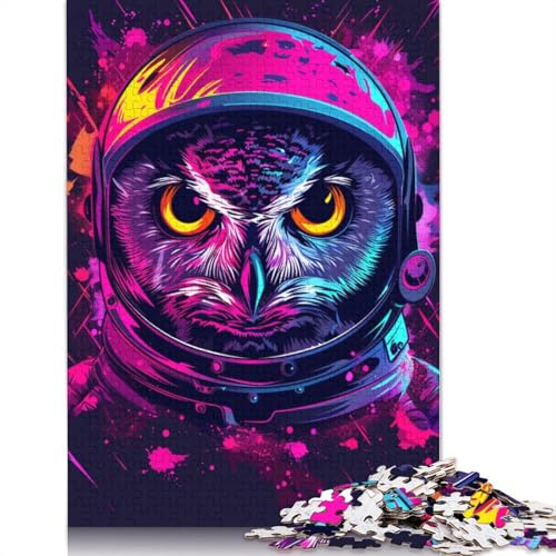 Weltraum-Astronauten-Eulen-Puzzle, 1000 Teile, Holzpuzzle für Erwachsene und Jugendliche, Familienspiel, 1000 Teile (75 x 50 cm) von TBDUEPS