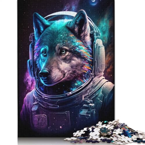 Weltraum-Astronauten-Wolf-Puzzle, Lernspiele, Familienaktivitäten, Premium-Karton-Puzzle für Frauen und Männer, 1000 Teile (75 x 50 cm) von TBDUEPS