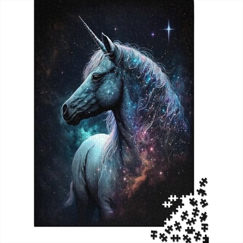 Weltraum-Einhorn-Puzzle, DIY-Spiel, Premium-Karton-Puzzle für Damen und Herren, 300 Teile (40 x 28 cm) von TBDUEPS