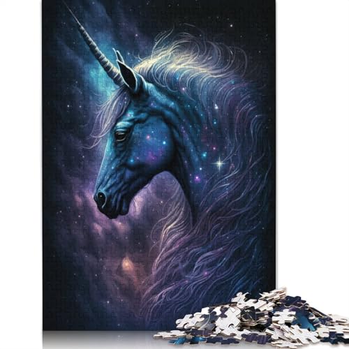 Weltraum-Einhorn-Puzzle, einzigartige Heimdekoration, 100% recycelter Karton, Puzzle für Erwachsene, 1000 Teile (75 x 50 cm) von TBDUEPS
