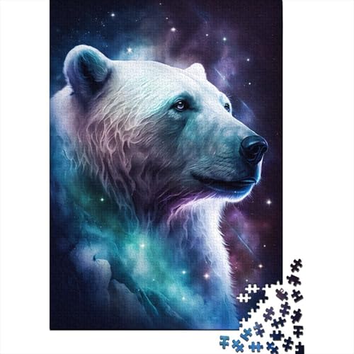 Weltraum-Galaxie-Eisbär-Puzzle, Dekompressionsspielzeug, rechteckiges Papierpuzzle für Kinder und Erwachsene ab 12 Jahren, 300 Teile (40 x 28 cm) von TBDUEPS