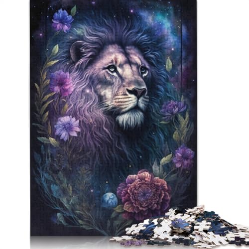 Weltraum-Löwen-Blumen-Puzzle, freundliche Materialien, 100% recycelter Karton, Puzzle für Erwachsene und Kinder, 1000 Teile (75 x 50 cm) von TBDUEPS
