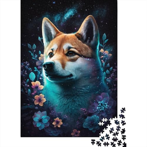 Weltraumtier-Puzzle Shiba Inu, Dekompressionsspielzeug, 100% recycelter Karton, Puzzle für Erwachsene und Teenager, 300 Teile (40 x 28 cm) von TBDUEPS
