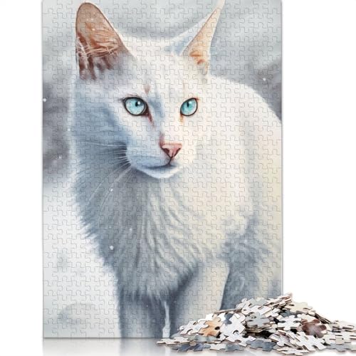 White Cat Puzzle 1000 Teile Schwer Puzzle Spielzeug Lernspiel Impossible Herausforderung Spielzeug Für Erwachsene Und Kinder in Bewährter 1000pcs (75x50cm) von TBDUEPS