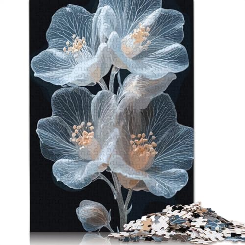 White Flowers Puzzle 1000-teilige Schwer Puzzle Spielzeug Pädagogisches Spiel Impossible Herausforderung Spielzeug Für Erwachsene Kinder 1000pcs (75x50cm) von TBDUEPS