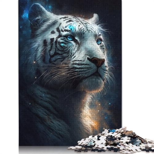 White Tiger Galaxy Puzzle, kreative Spiele, 100% recycelter Karton, Puzzle für Erwachsene, 1000 Teile (75 x 50 cm) von TBDUEPS