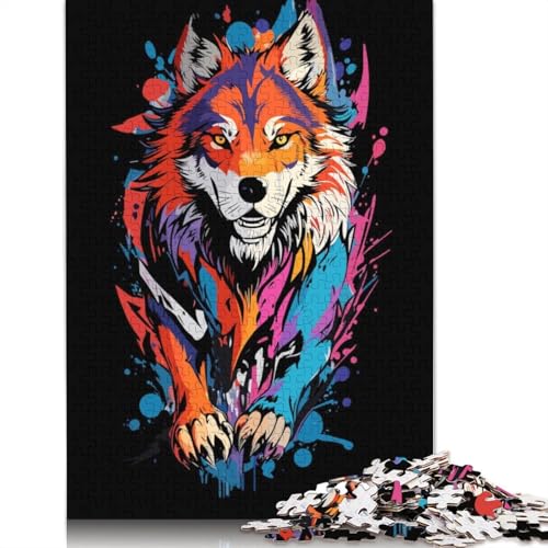 Wolf Graffiti Style Puzzle 1000 Teile Schwer Puzzle Spielzeug Lernspiel Impossible Herausforderung Spielzeug Für Erwachsene Und Kinder in Bewährter 1000pcs (75x50cm) von TBDUEPS