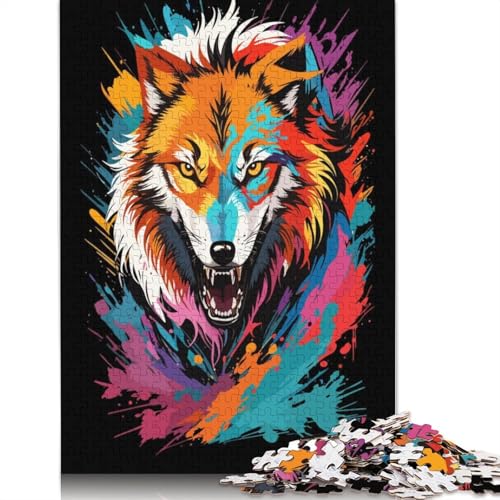 Wolf Head Graffiti Style Puzzles 1000 Teile Schwer Puzzle Spielzeug Lernspiel Impossible Herausforderungsspielzeug Für Erwachsene Und Kinder Ab 12 Jahren 1000pcs (75x50cm) von TBDUEPS
